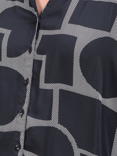 Black Printed Modal Shirt