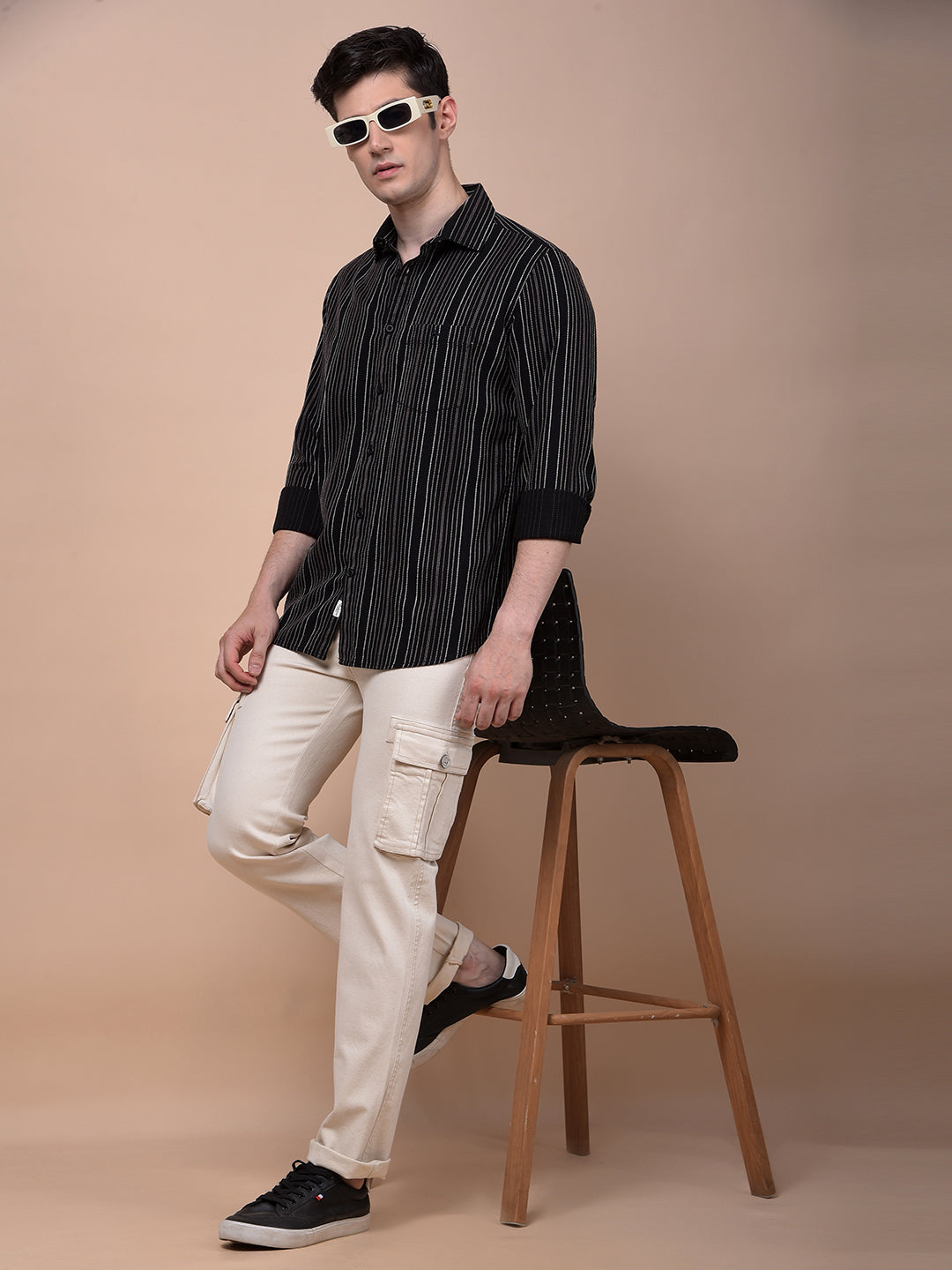 Beige Straight Cargo Jeans