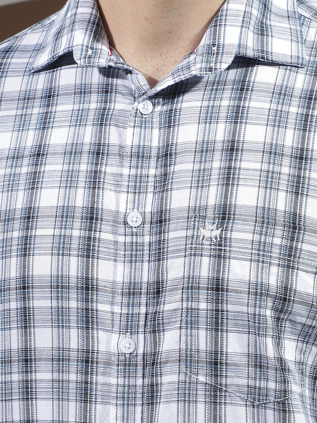White 100% Cotton Checked Shirt
