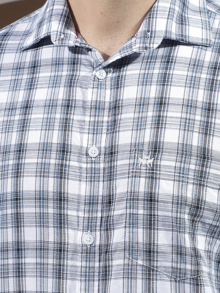 White 100% Cotton Checked Shirt