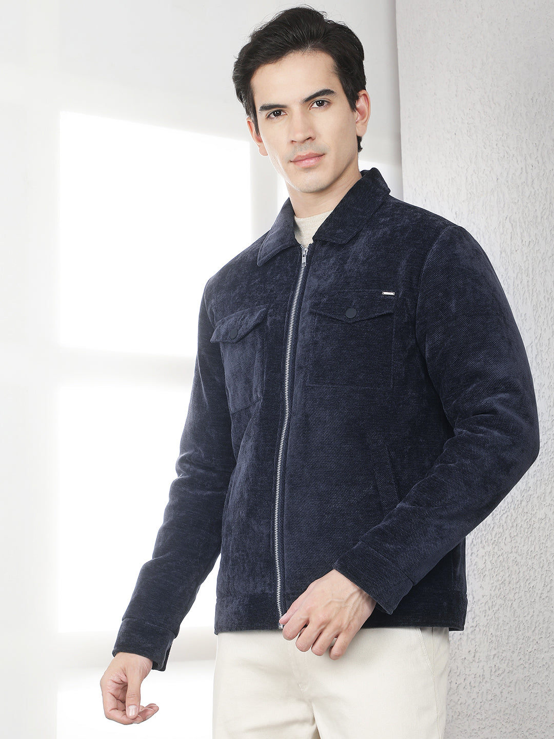 Navy Blue Cotton Shacket