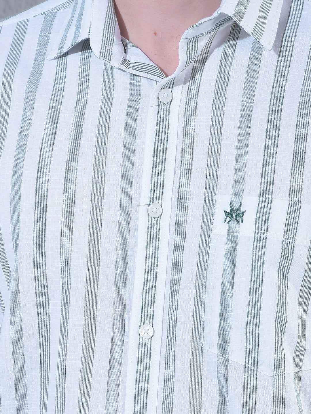 Green Vertical Stripes 100% Cotton Shirt