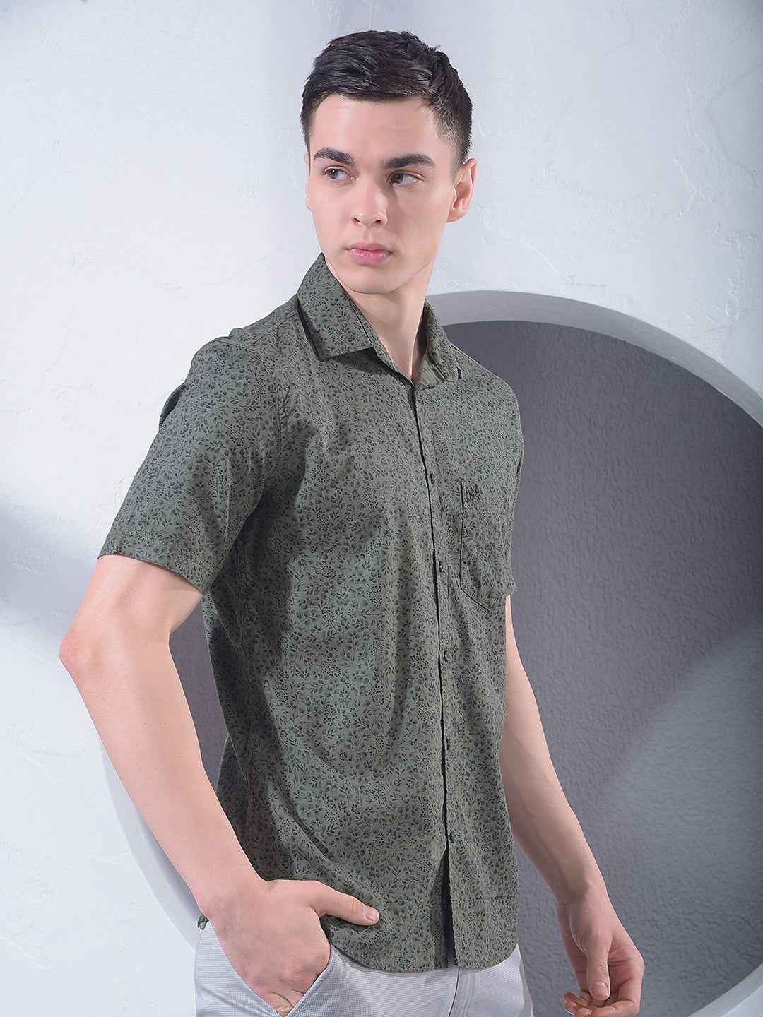 Green Floral Print Shirt