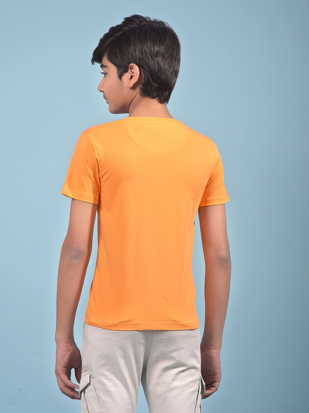 Orange Typographic Print T-Shirt-Boys T-Shirts-Crimsoune Club