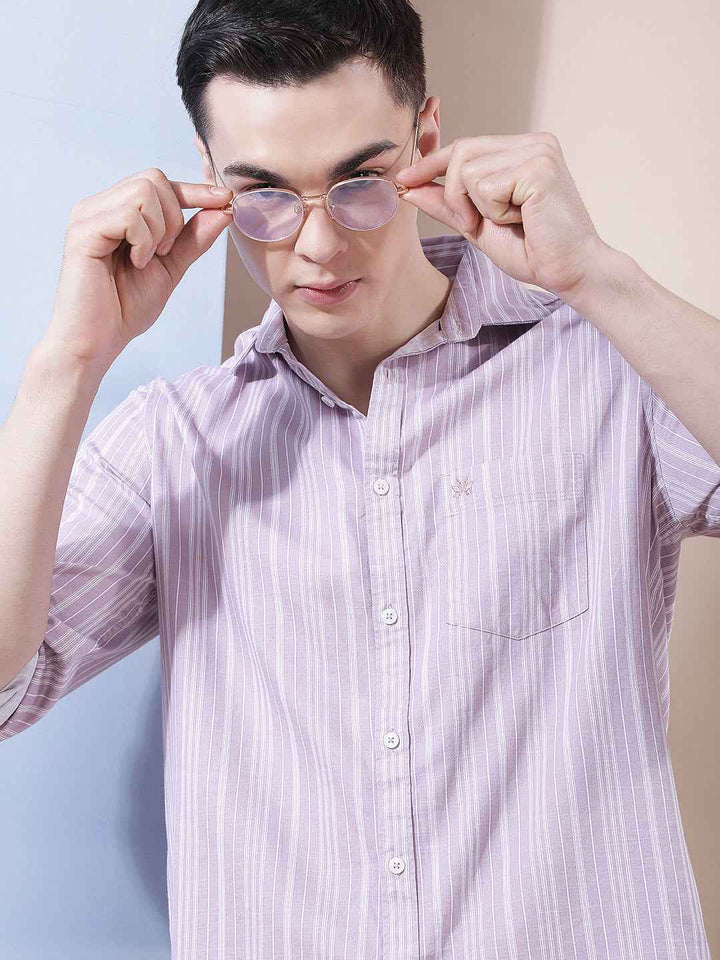 Pink Vertical Stripes Shirt