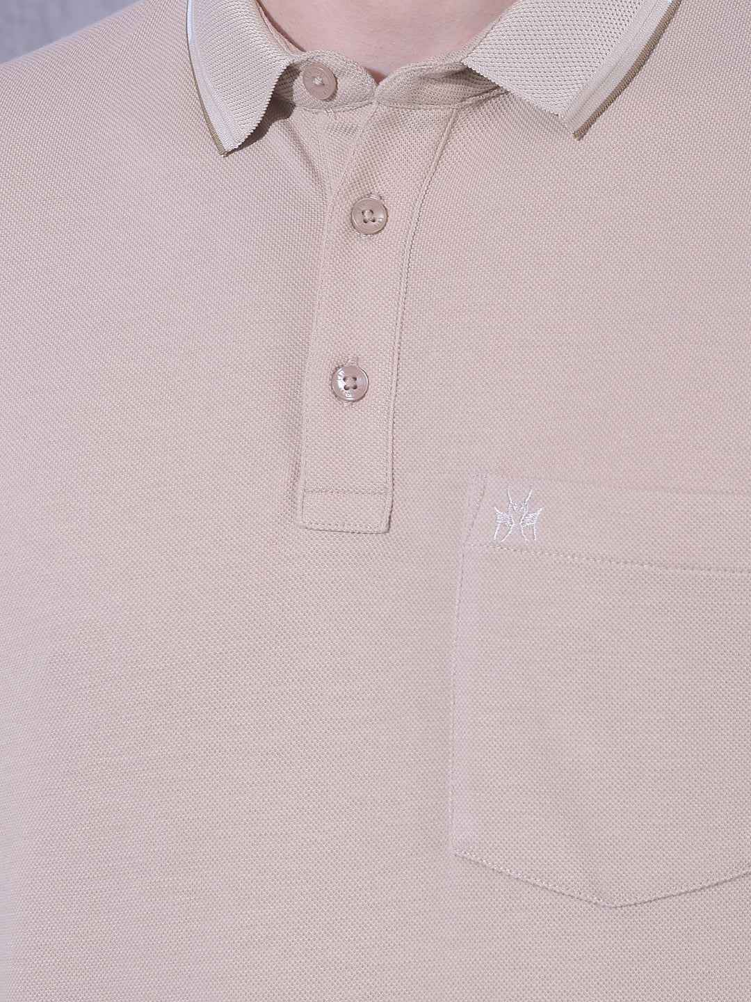 Beige Polo Neck T-Shirt