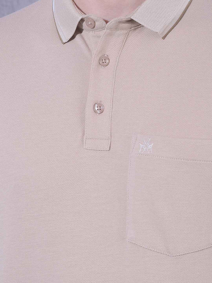 Beige Polo Neck T-Shirt