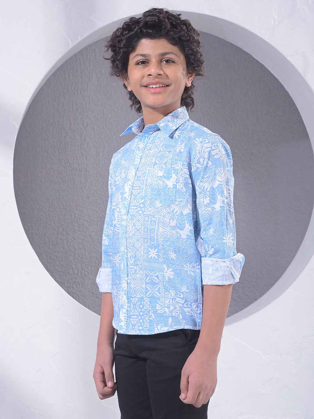 Blue Floral Print Shirt