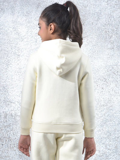 Cream Hooded Neck Knitted Sweatshirt