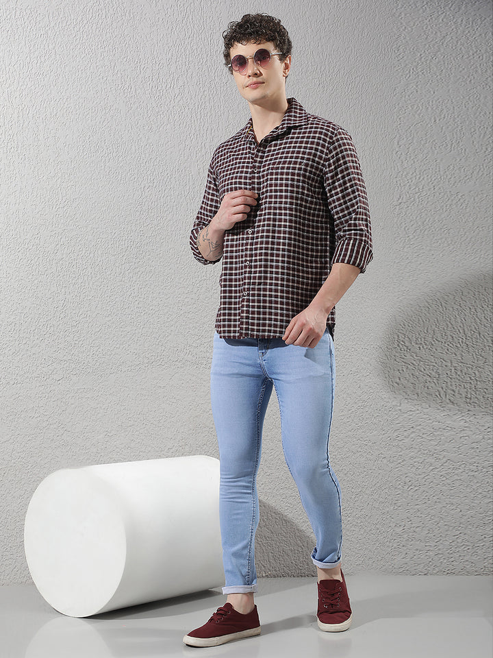 Relaxed Deep Wine Checked Shirt