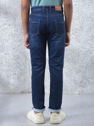 Stylish Dark Slim Fit Blue Jeans