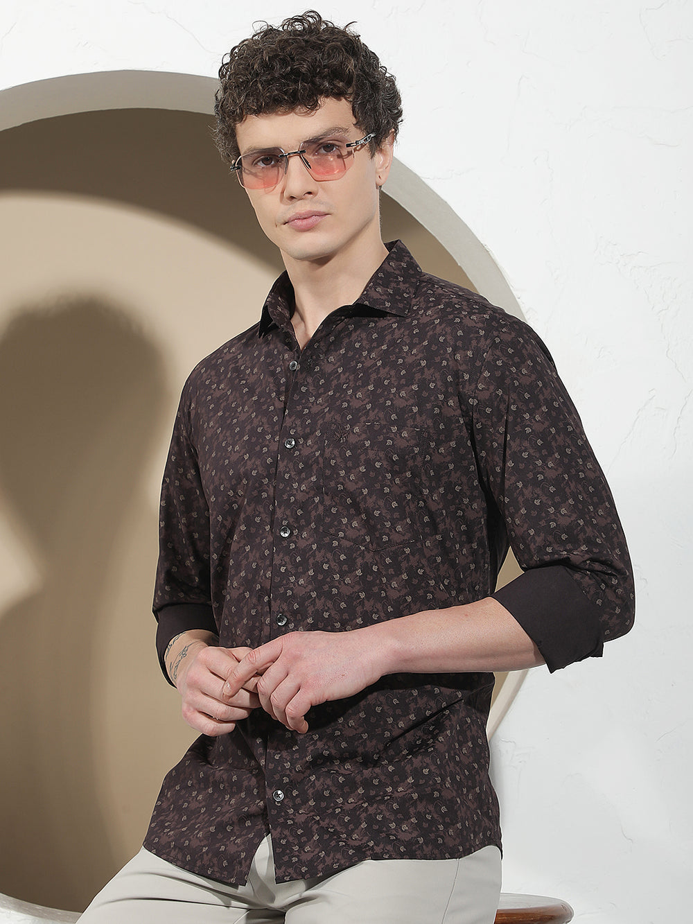 Essential Cocoa Brown Printed Shirt