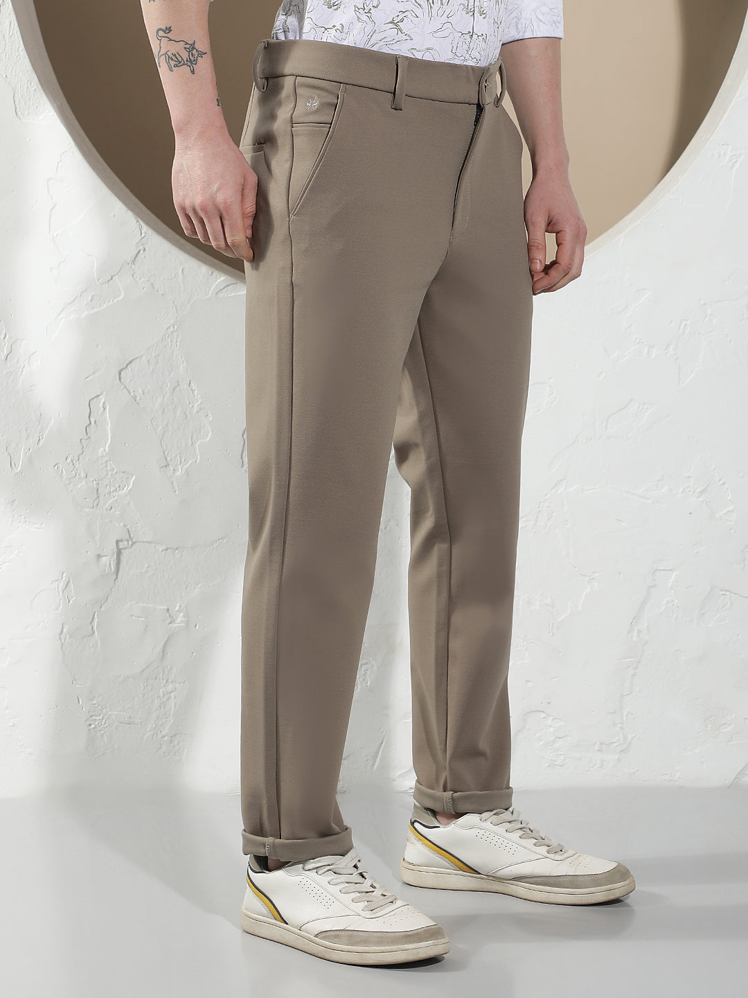 Sleek Safari Khaki Knitted Trousers