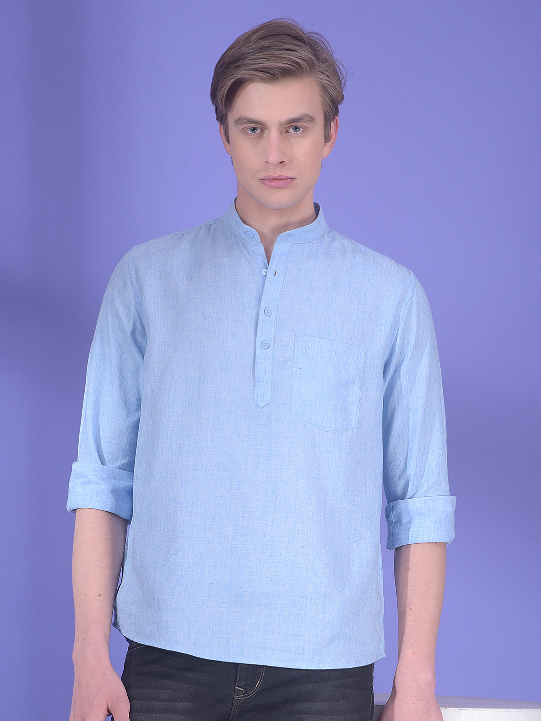 Loom Celadon Blue Linen Kurta