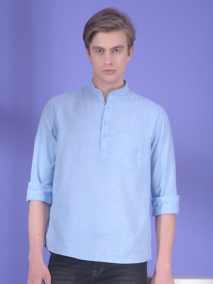 Loom Celadon Blue Linen Kurta