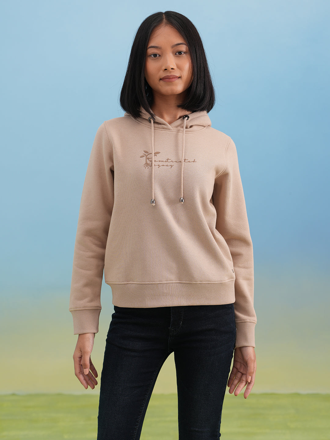 Beige Hooded Neck Sweatshirt