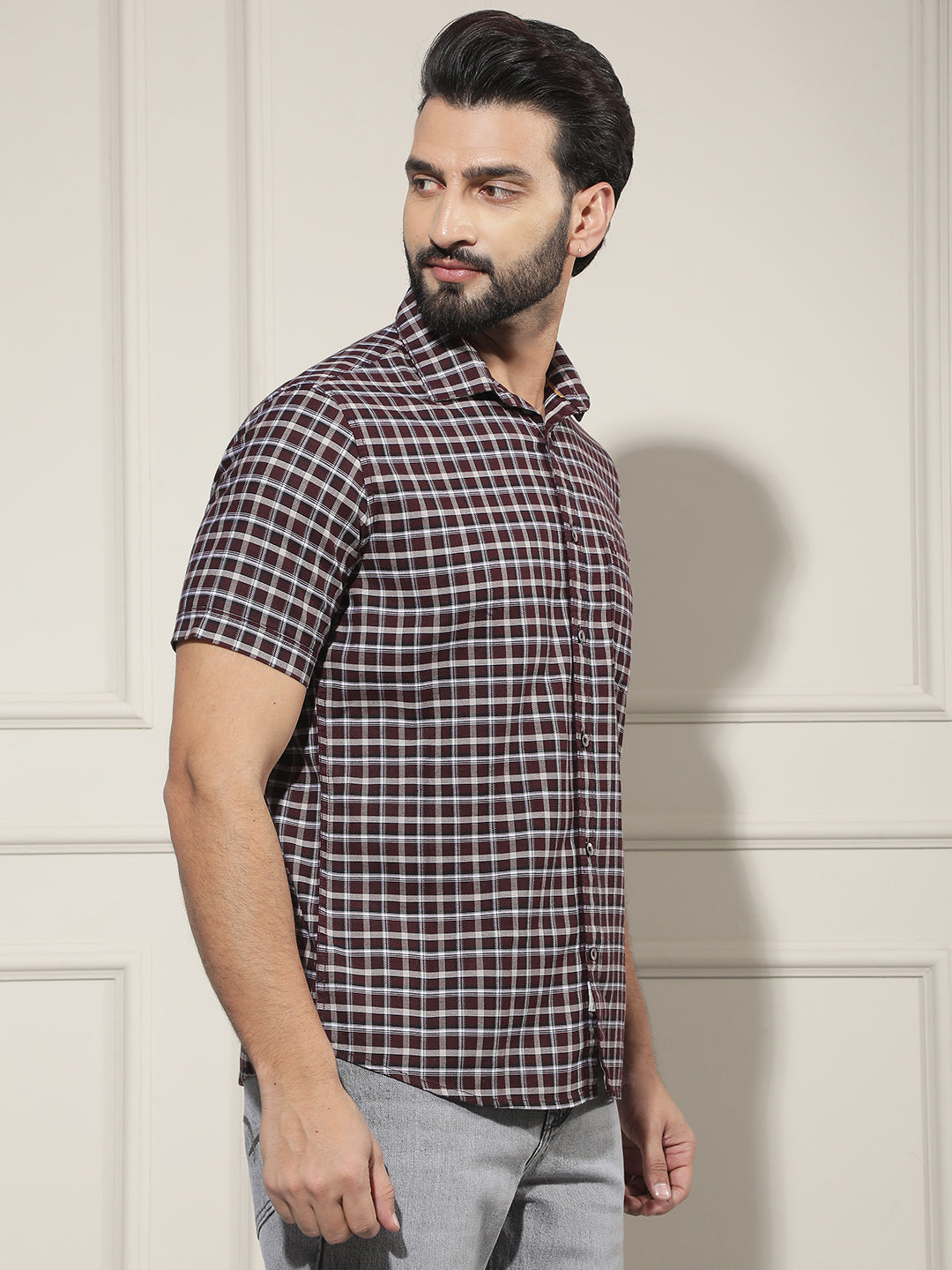 Minimalist Violet Purple Checked Shirt
