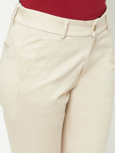 Beige Straight Trousers