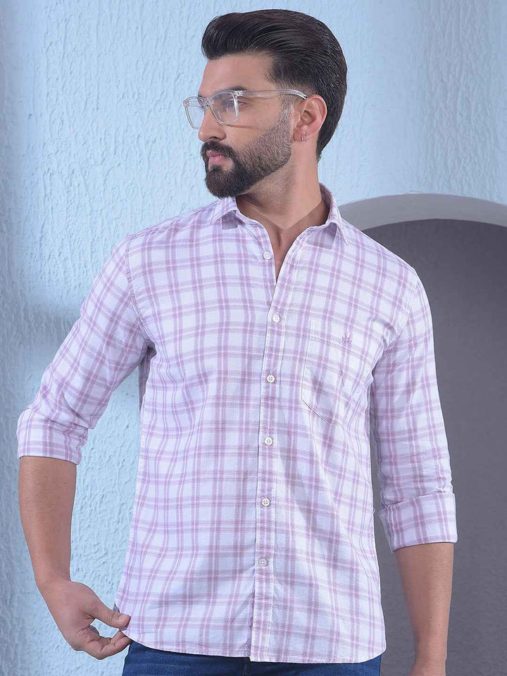 Purple Checked 100% Cotton Shirt