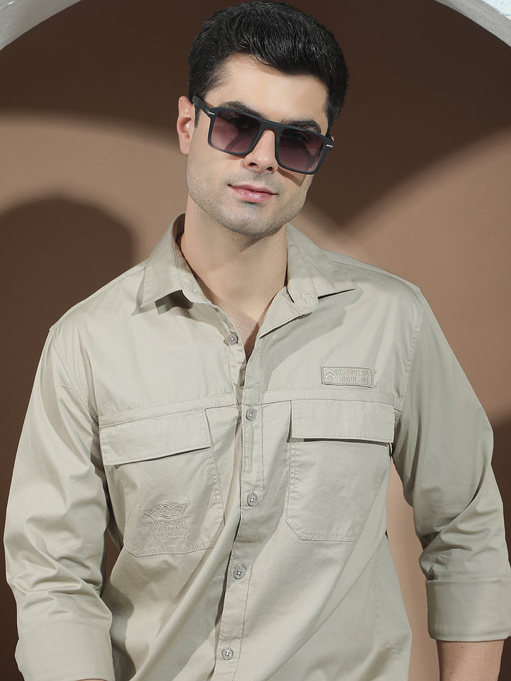 Beige Double Pocket Shirt