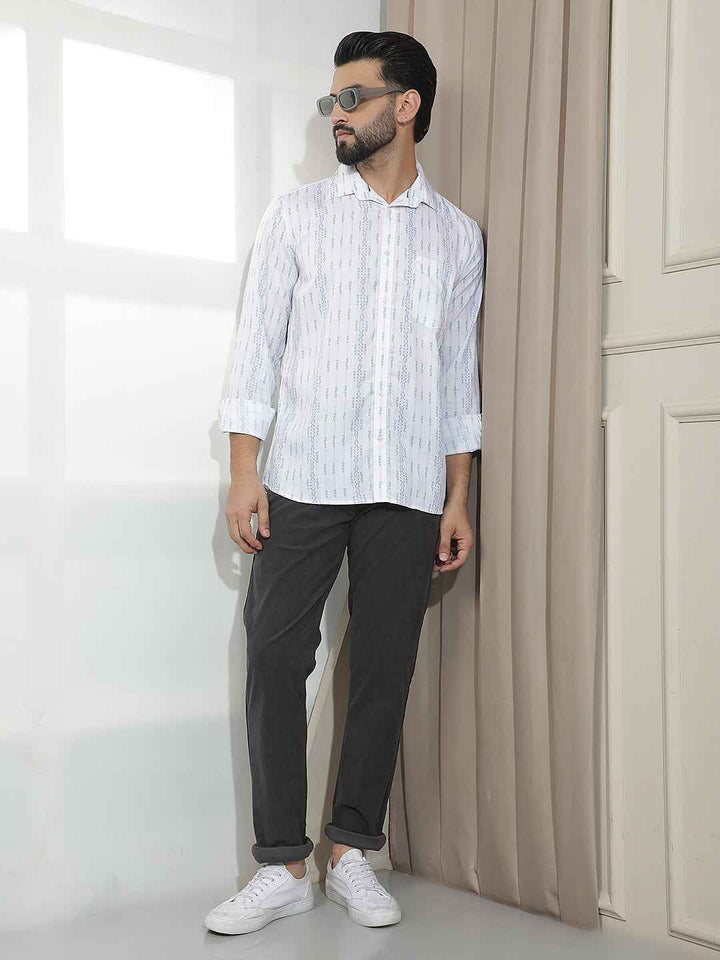 Blue Vertical Stripes Shirt