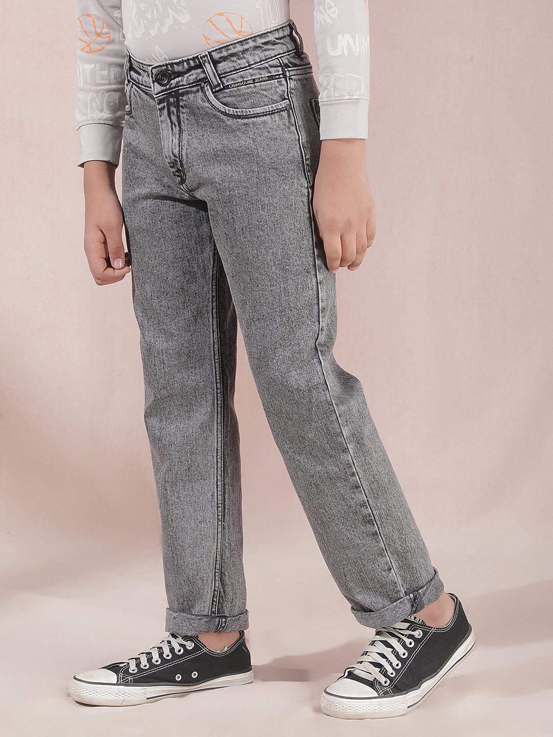 Grey Heavy-Fade Baggy Jeans