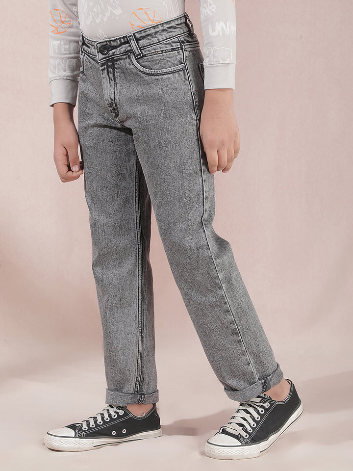 Grey Heavy-Fade Baggy Jeans