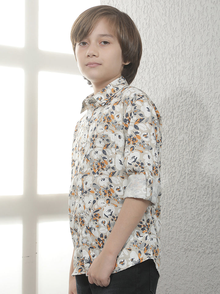 Beige Graphic Print Shirt