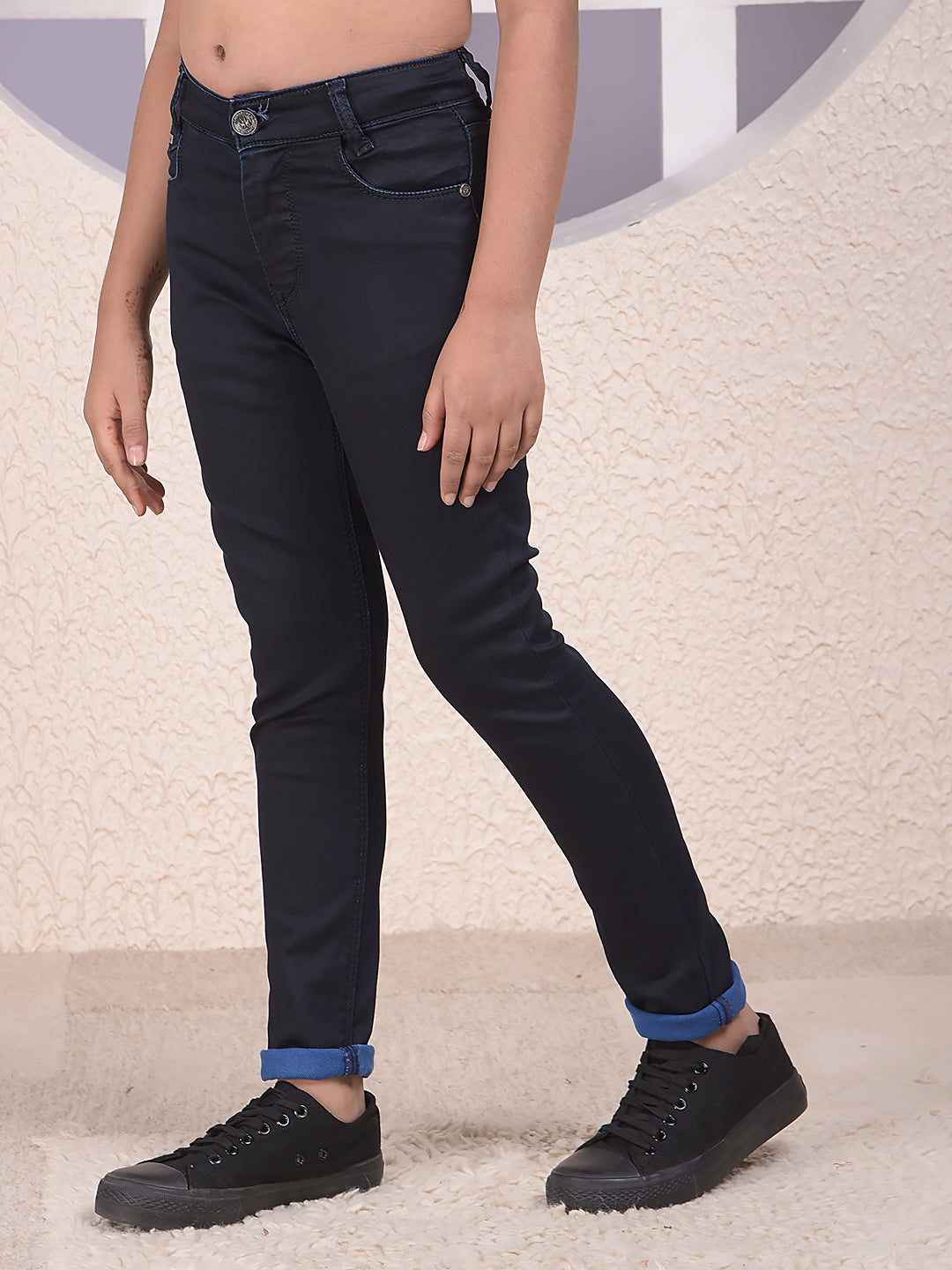 Navy Blue Skinny High-Waist Jeans