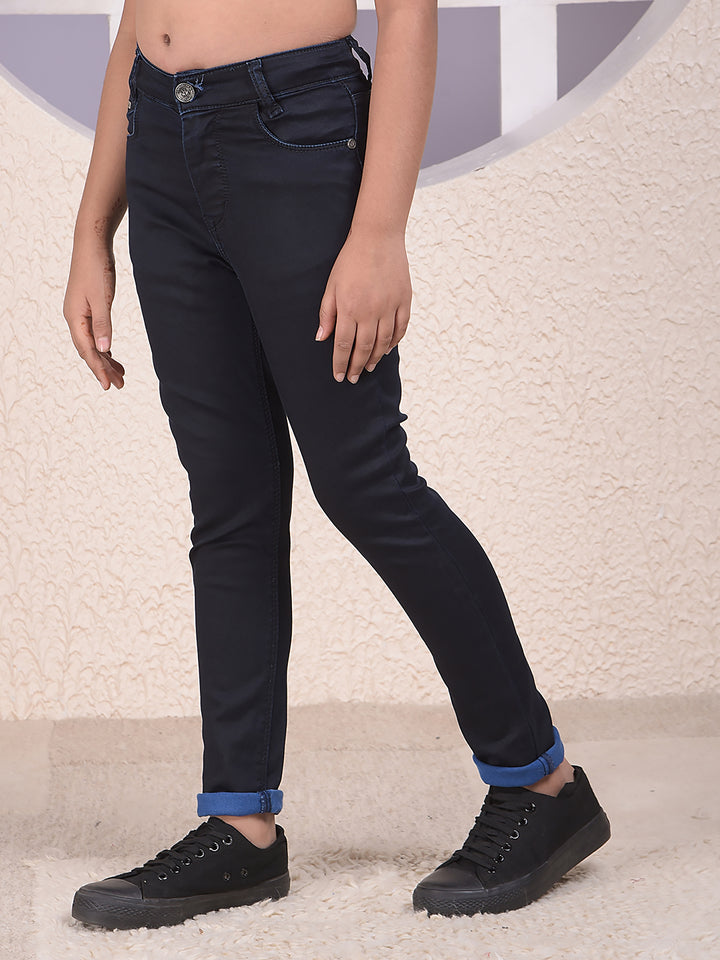 Navy Blue Skinny High-Waist Jeans