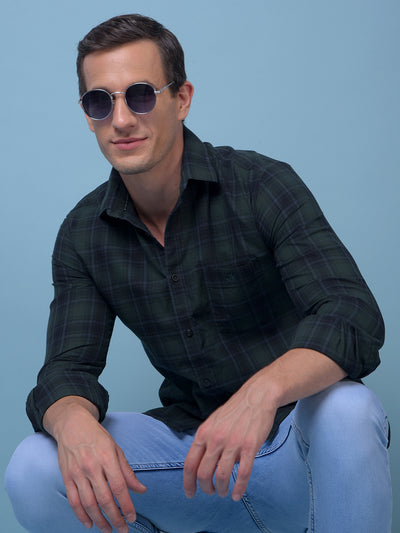 Green Checked 100% Cotton Shirt