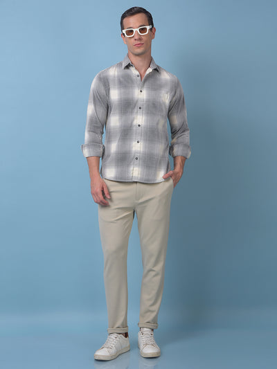 Grey Checked 100% Cotton Shirt
