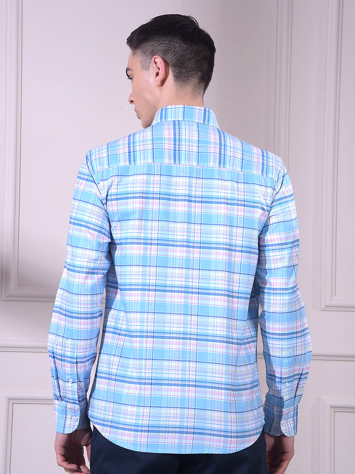 Blue Checked 100% Cotton Shirt