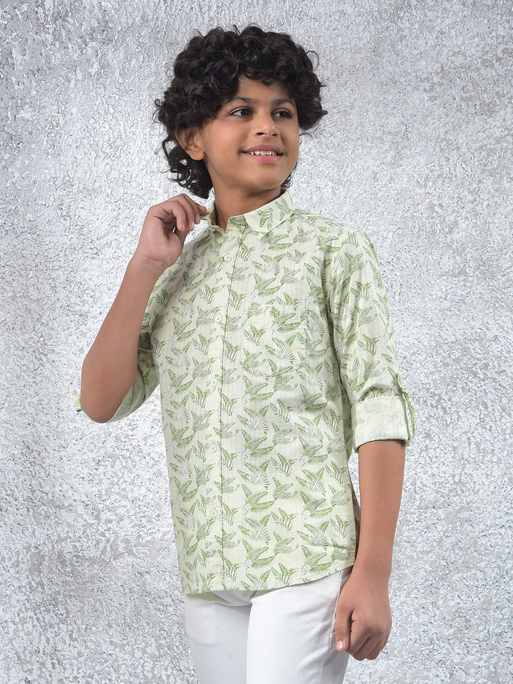All-Day Comfort Green Floral Print Shirt