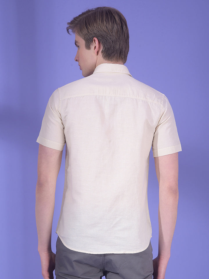 Ecru Glow Beige Linen Shirt