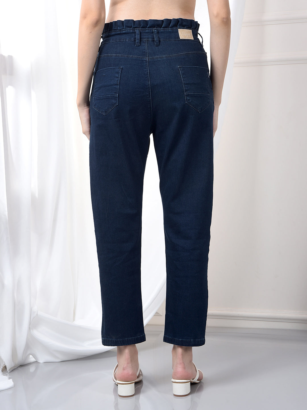 Blue High-Waist Jeans-Women Jeans-Crimsoune Club