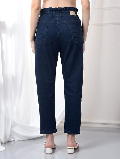 Blue High-Waist Jeans-Women Jeans-Crimsoune Club