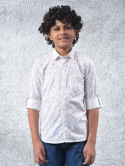 White Floral Print Shirt