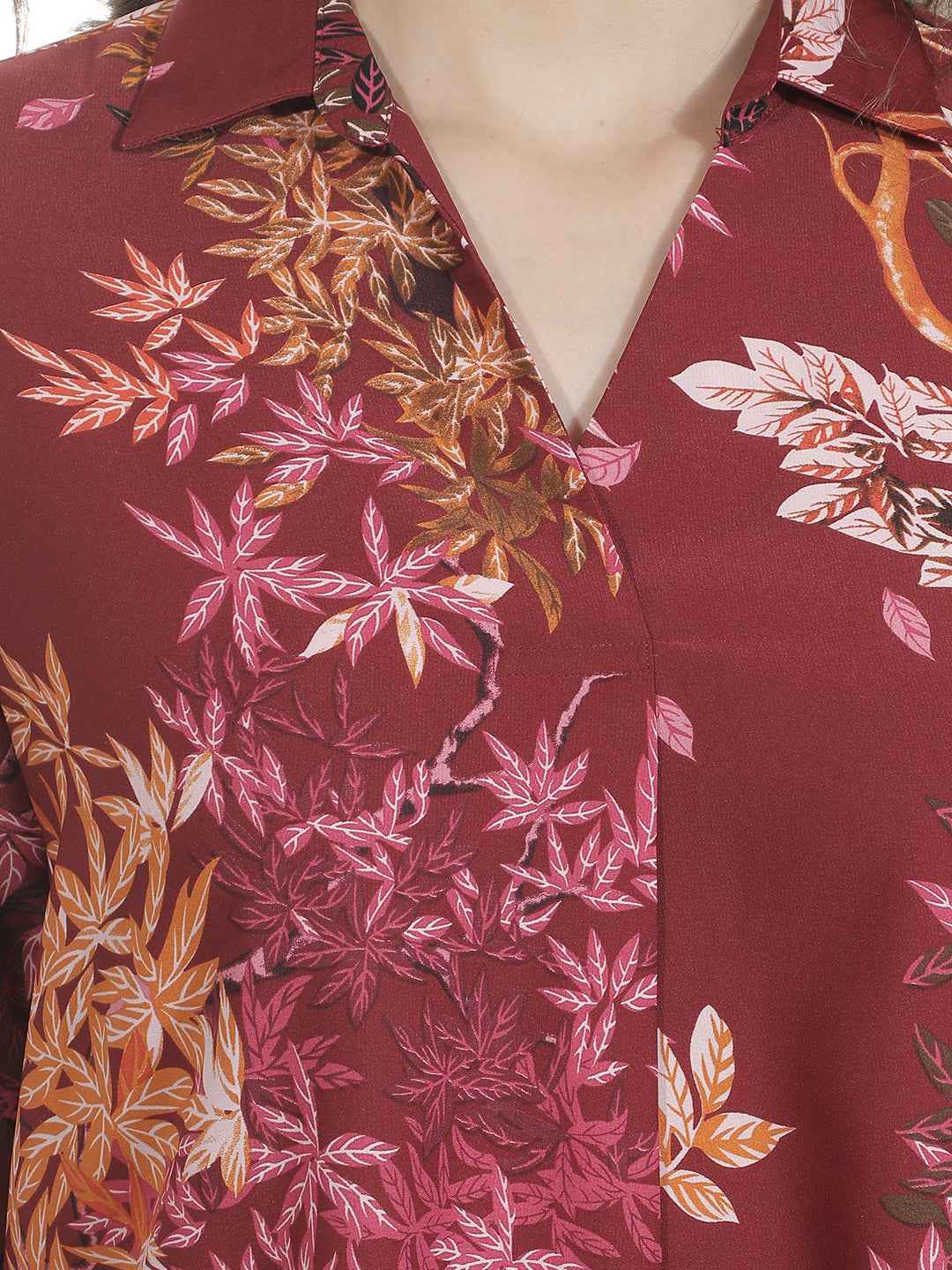 Hot Red Floral Print Top