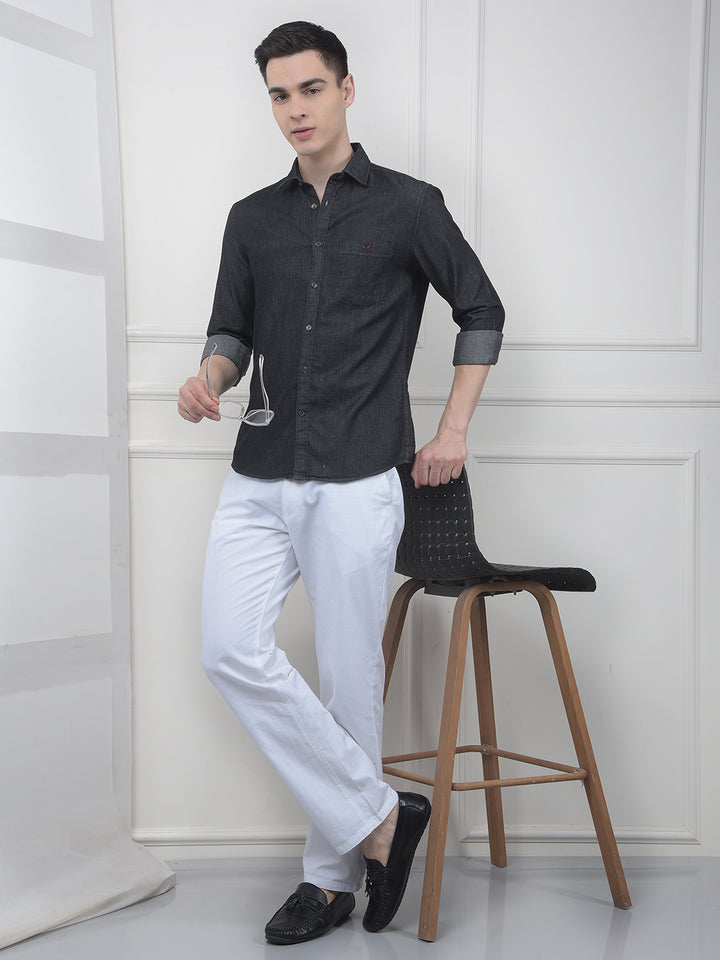 Charcol Grey 100% Cotton Denim Shirt