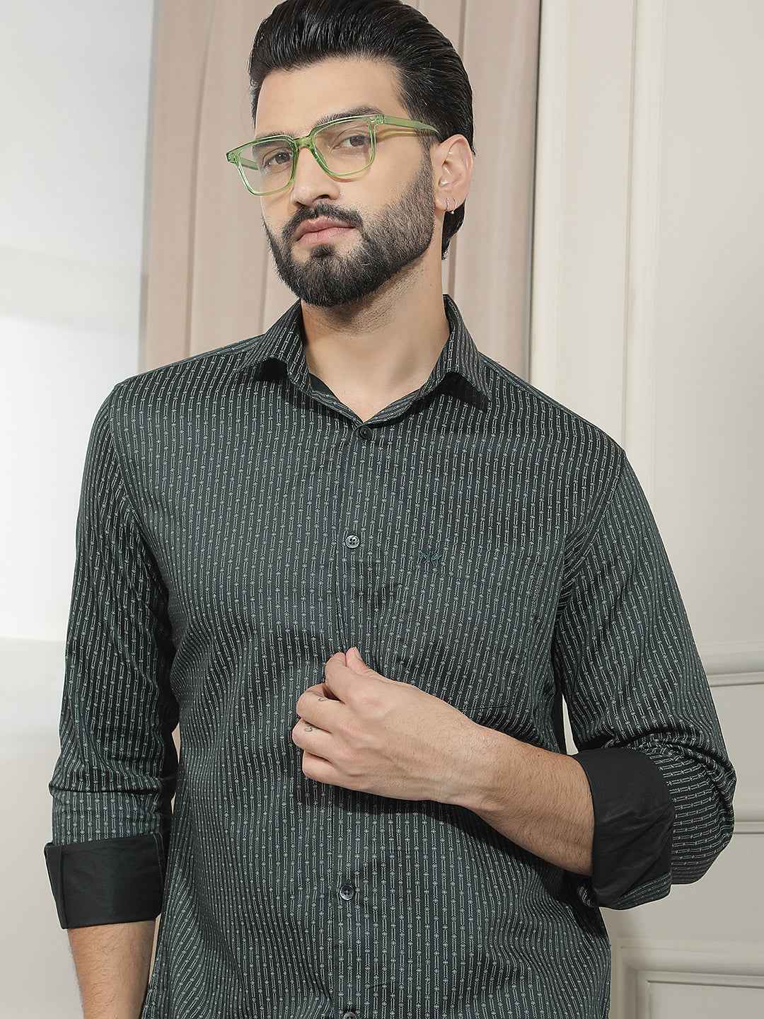 Green Geometric Print Shirt