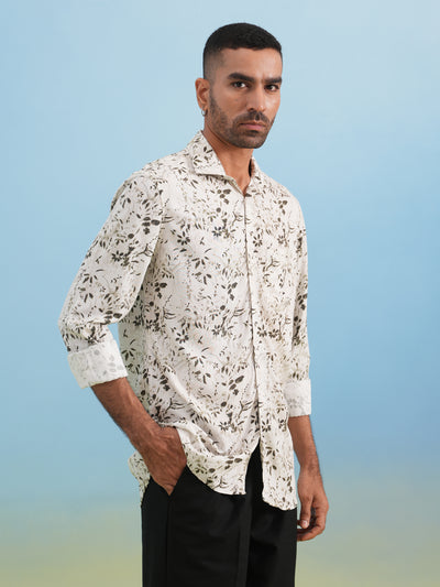 White Floral Print Shirt