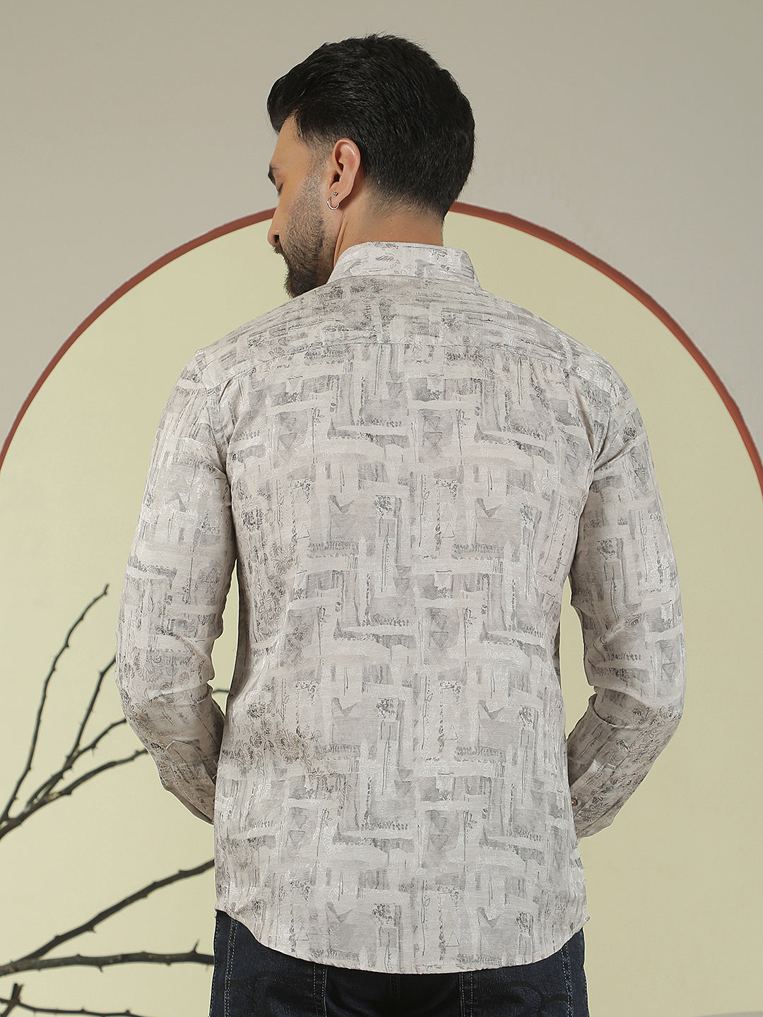 Beige Floral Print Shirt