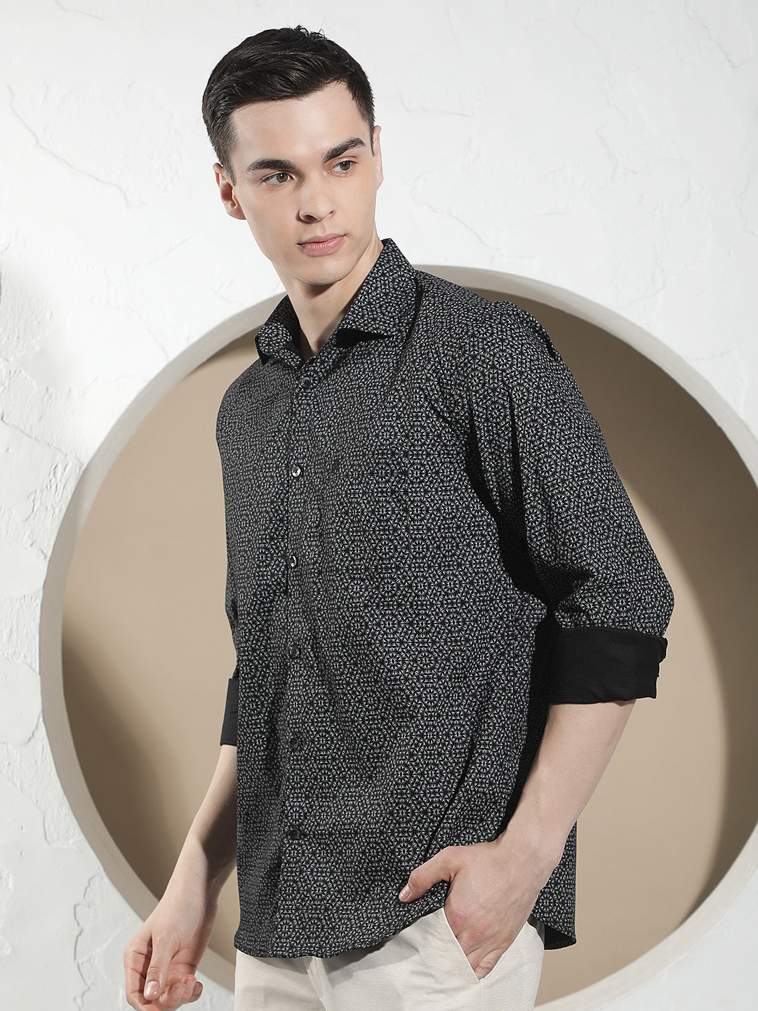Black Printed 100% Cotton Shirt