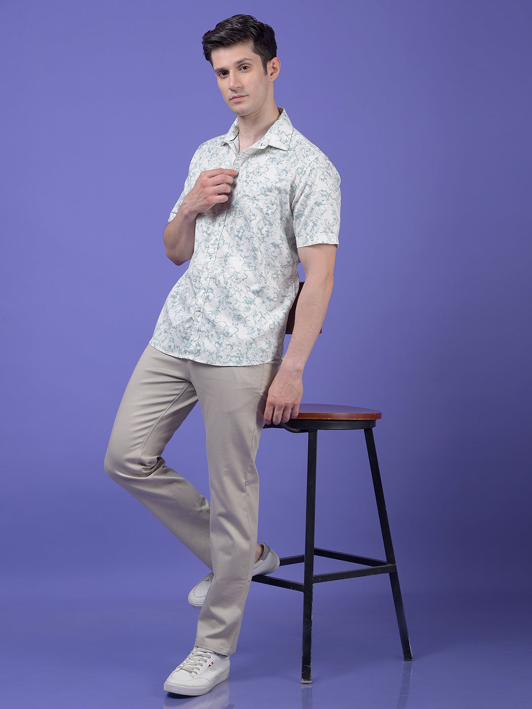Grey Printed 100% Cotton Shirt