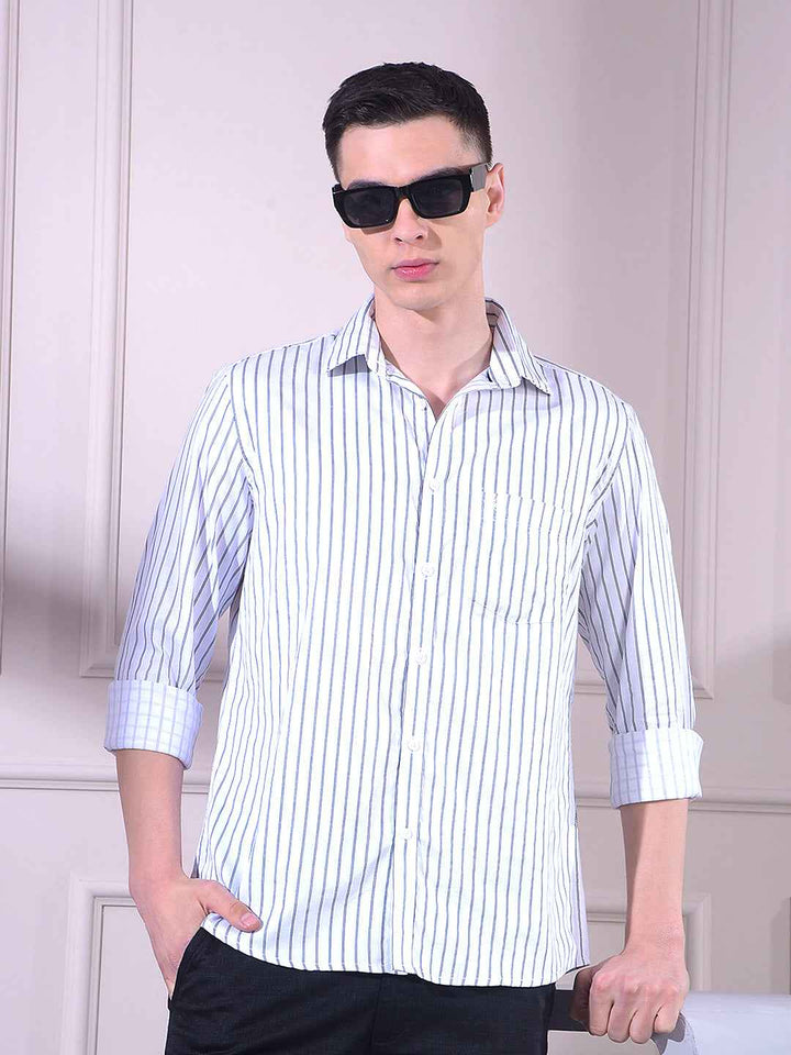 White Vertical Stripes Shirt