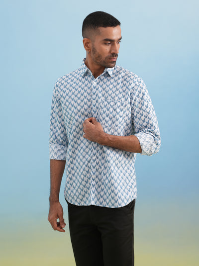 Frosted Blue Printed Shirt