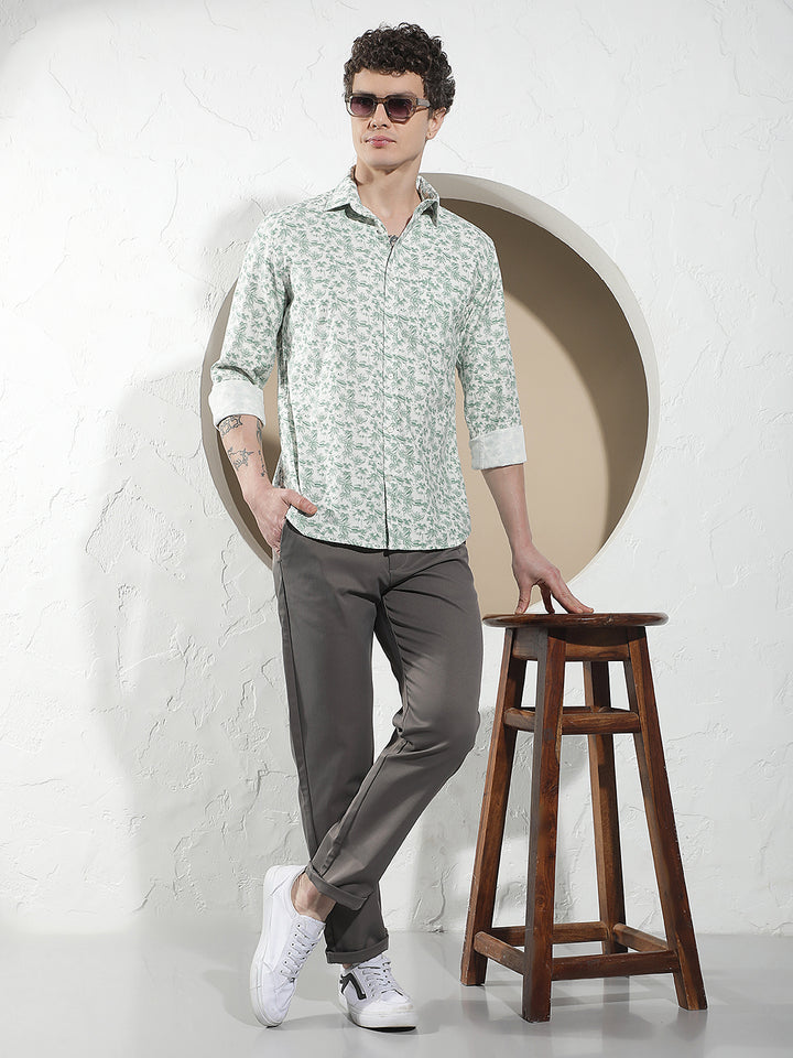 Green Floral Print Shirt