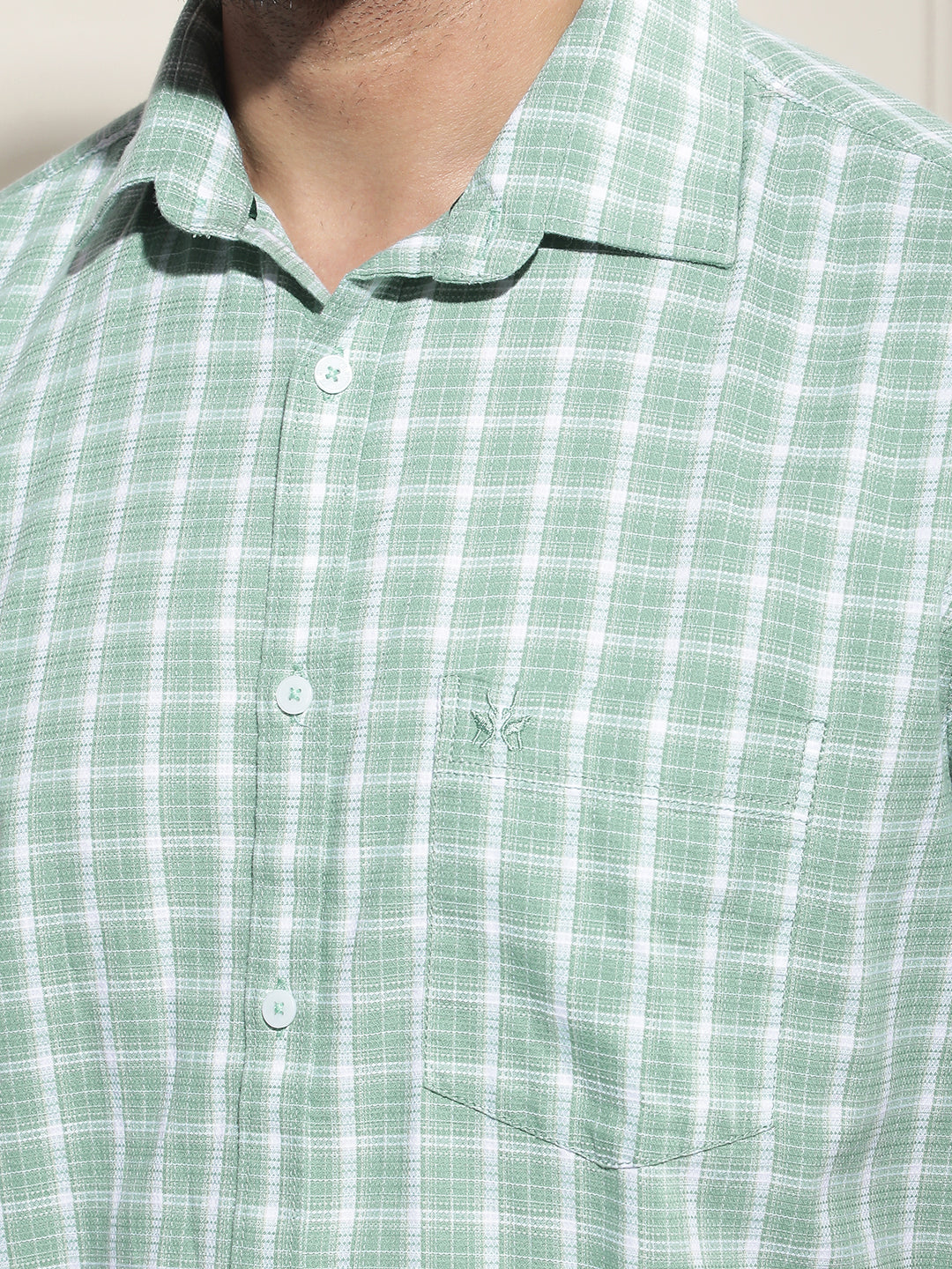 Green Checked 100% Cotton Shirt