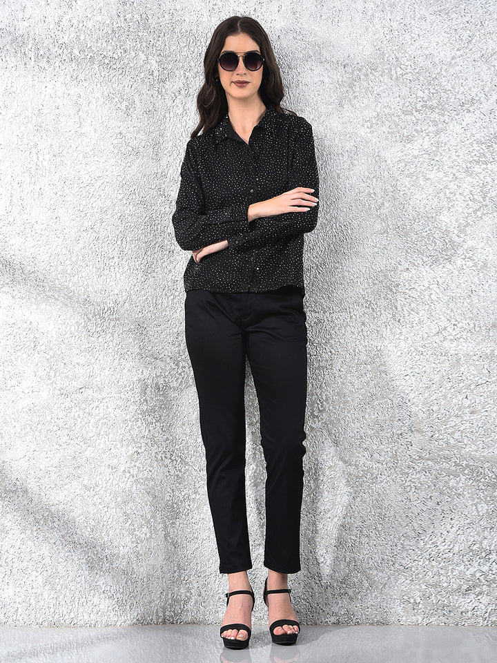 Black Embellished Sparkle Shirt